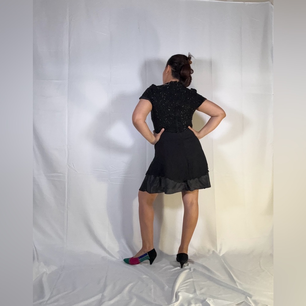 Papell Boutique Black Sparkle Mini Dress - Picture 4 of 11
